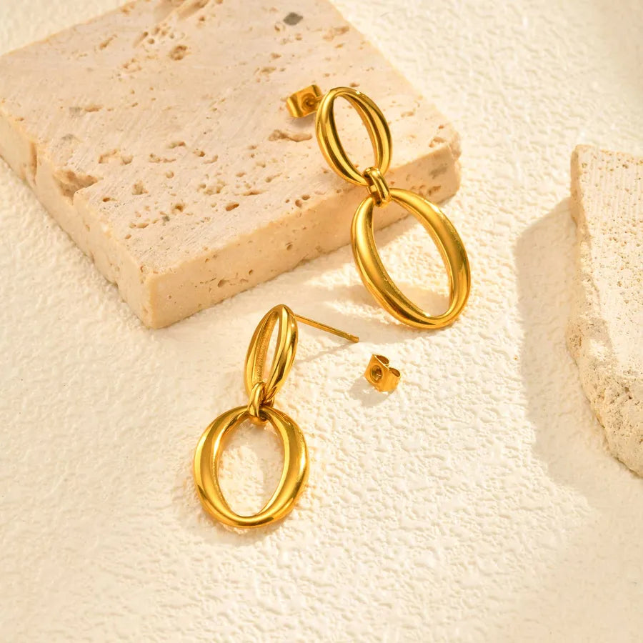 18K Gold Plated Geometric Stainless Steel Earrings
