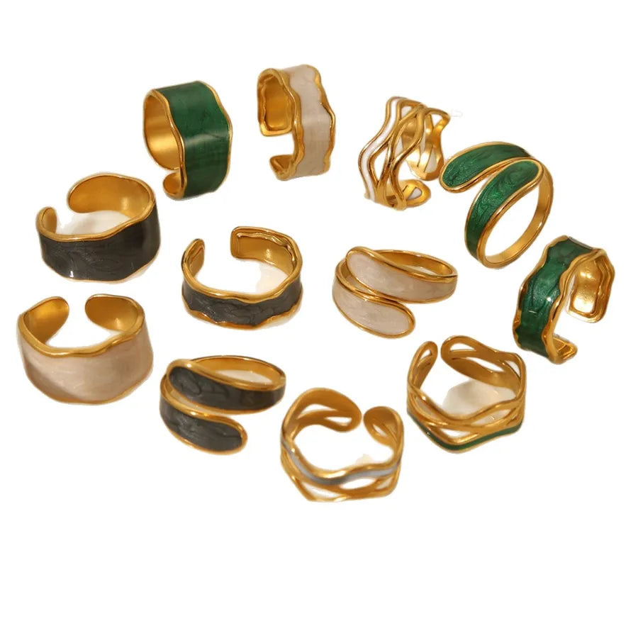 Retro Irregular Gold Stainless Steel Ring