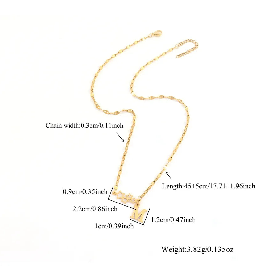 18K Gold Plated Letter & Star Pendant Necklace