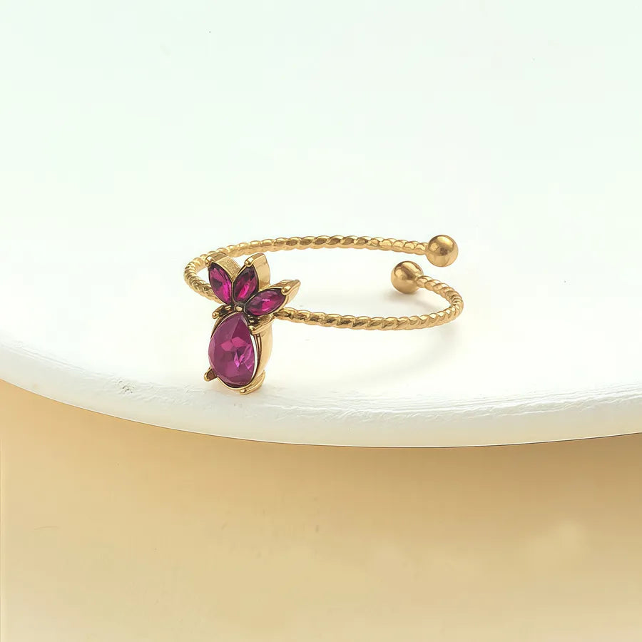 Elegant Rhinestone Knot Stainless Steel Ring JZ-25-09-036