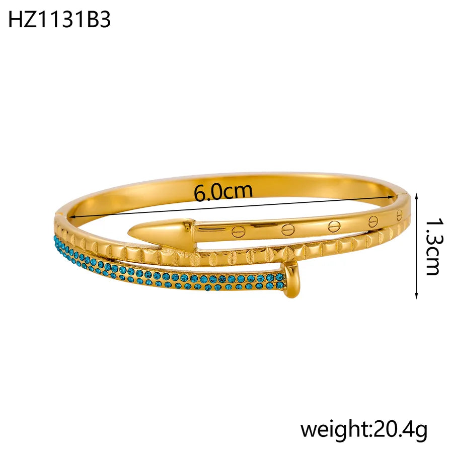 Elegant Zircon Titanium Steel Bangle One Size Hz1131b3 9*9*1