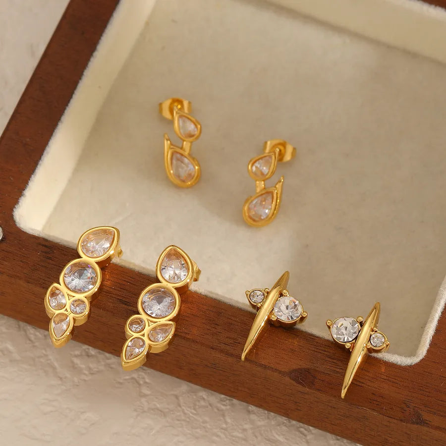 18K Gold Plated Stainless Steel Rhinestone Earrings