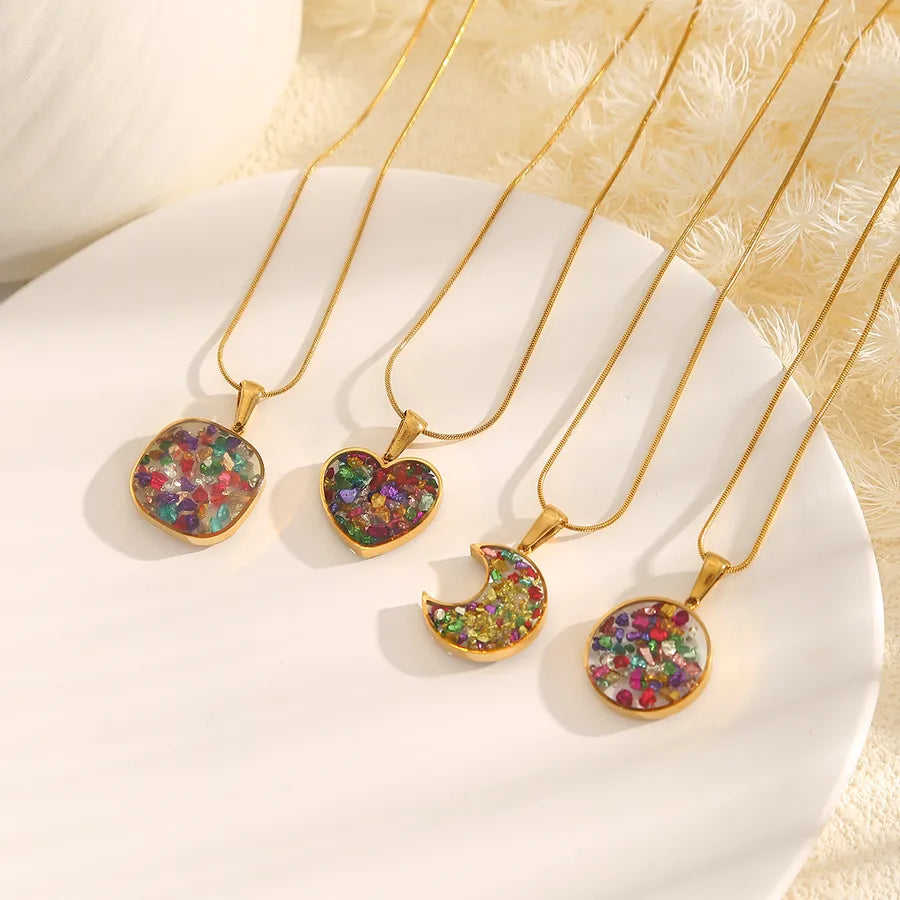 Resin Heart Pendant Necklace for Women