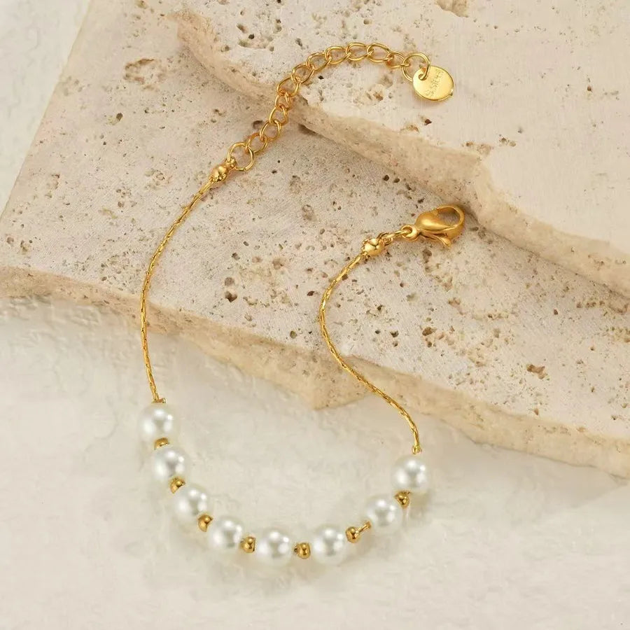 Gold Plated Pearl Beaded Bracelet for Women