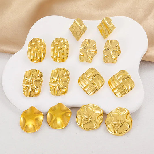 Gold U-Shaped Titanium Steel Earrings for Women