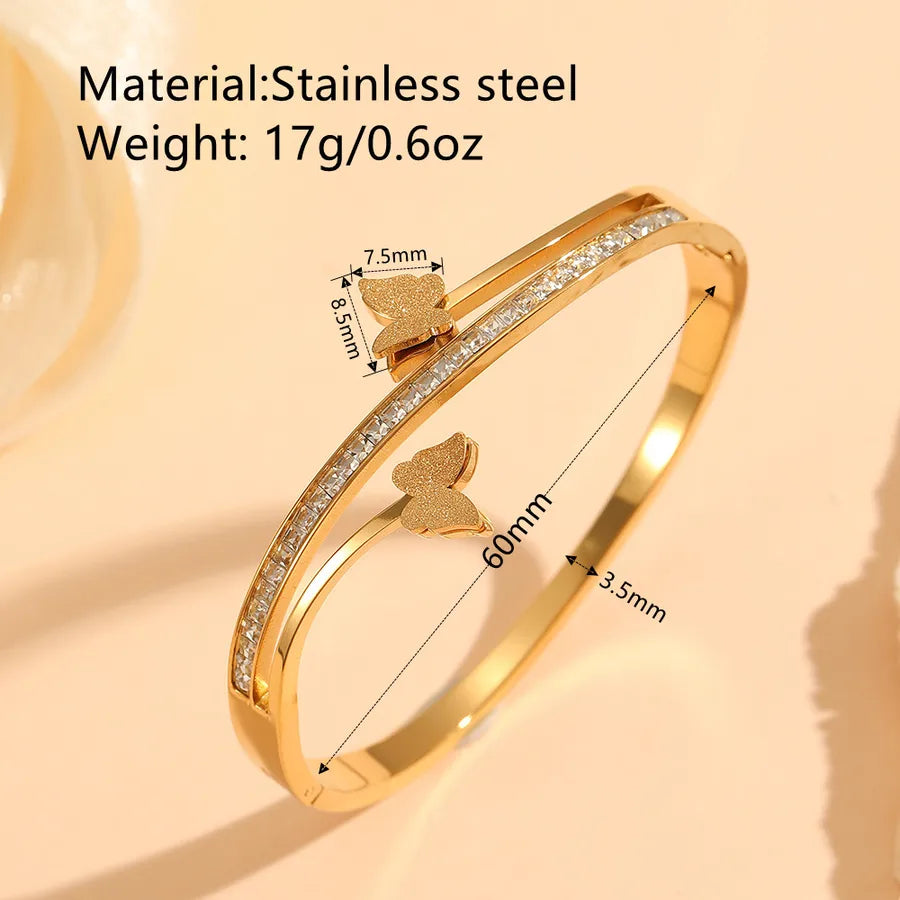 18K Gold Butterfly Bangle – Stainless Steel