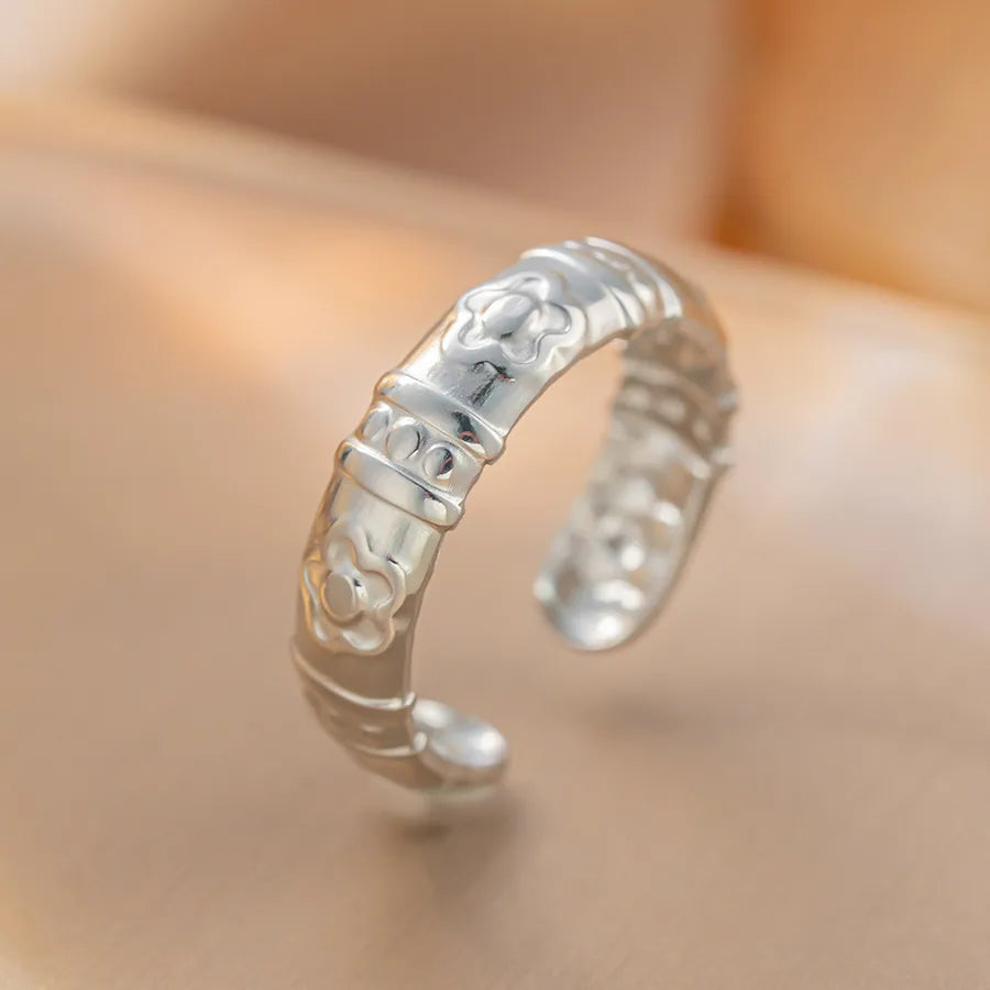 Gold Plated Geometric Titanium Steel Open Ring K102 Gold Ring Adjustable