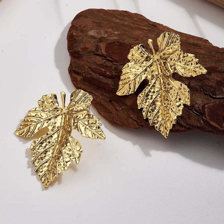 Leaf Shaped 18K Gold Plated Earrings