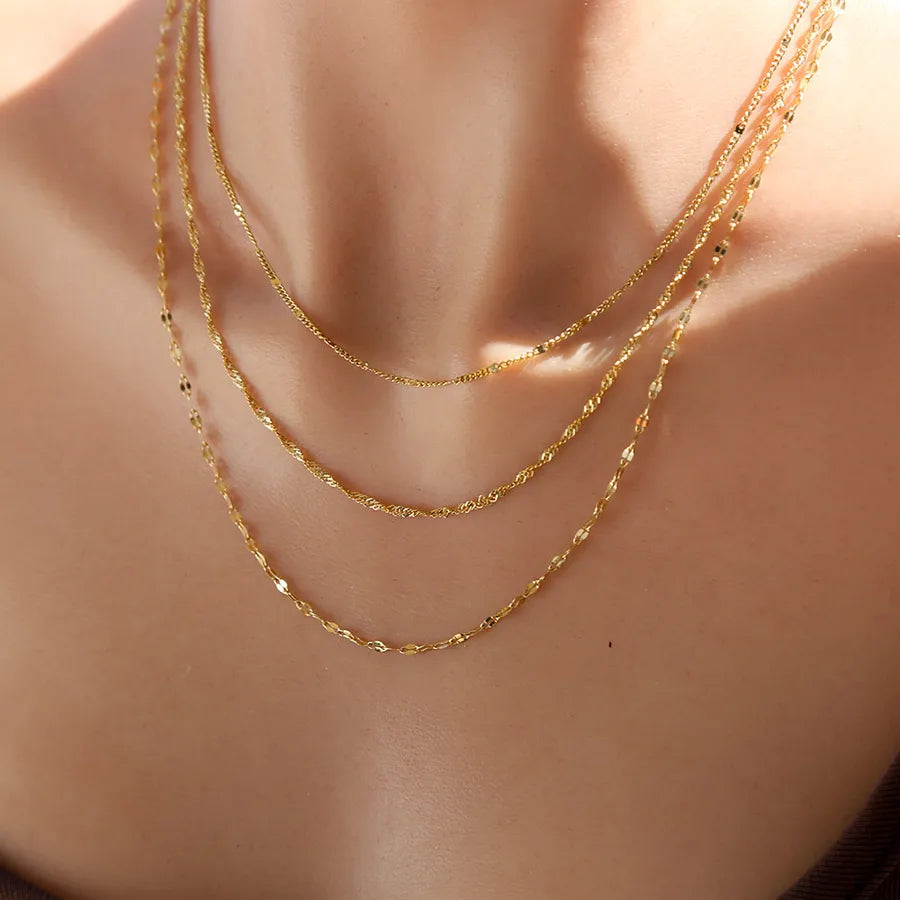 18K Gold Triple Layer Stainless Steel Necklace