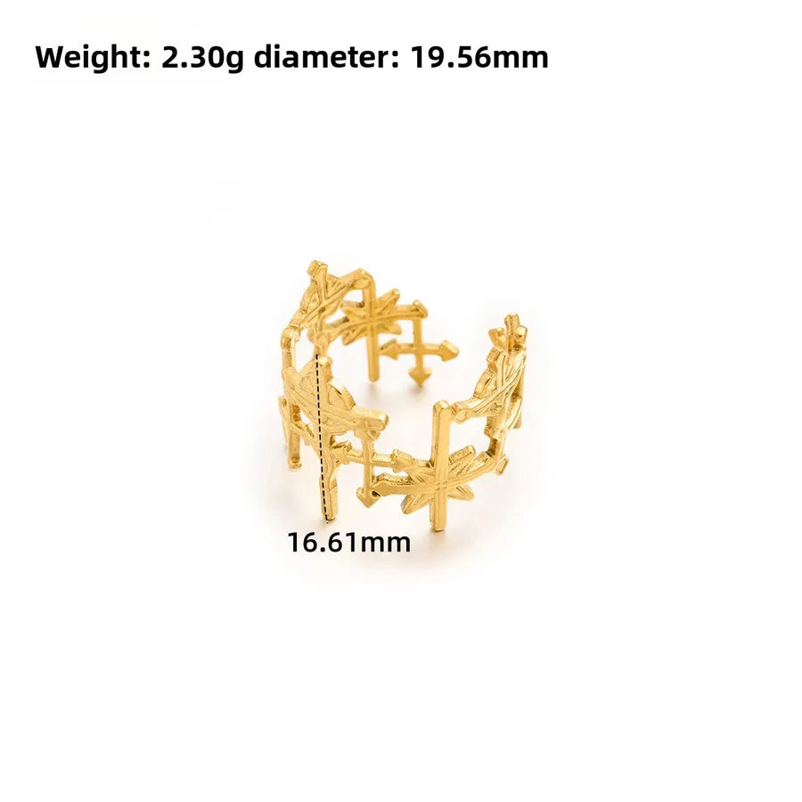 Gold Open Heart Stainless Steel Ring Adjustable Opening J319 Gold