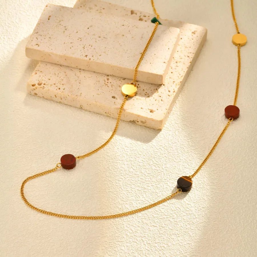 Geometric Stainless Steel Beaded Necklace