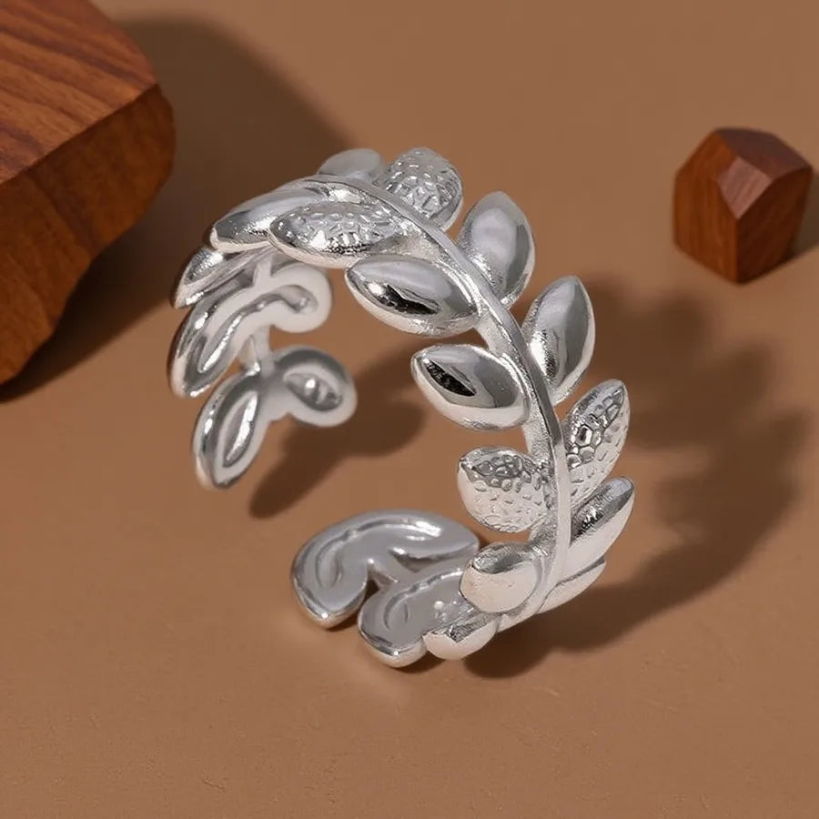 Colorful Titanium Steel Geometric Heart Ring Z0189-Olive Branch-Ring-Steel Color