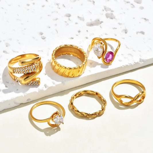 Gold Plated Geometric Zircon Ring for Women