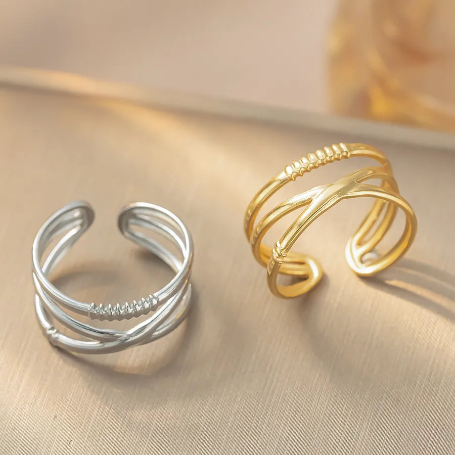 18K Gold Titanium Steel Geometric Open Ring