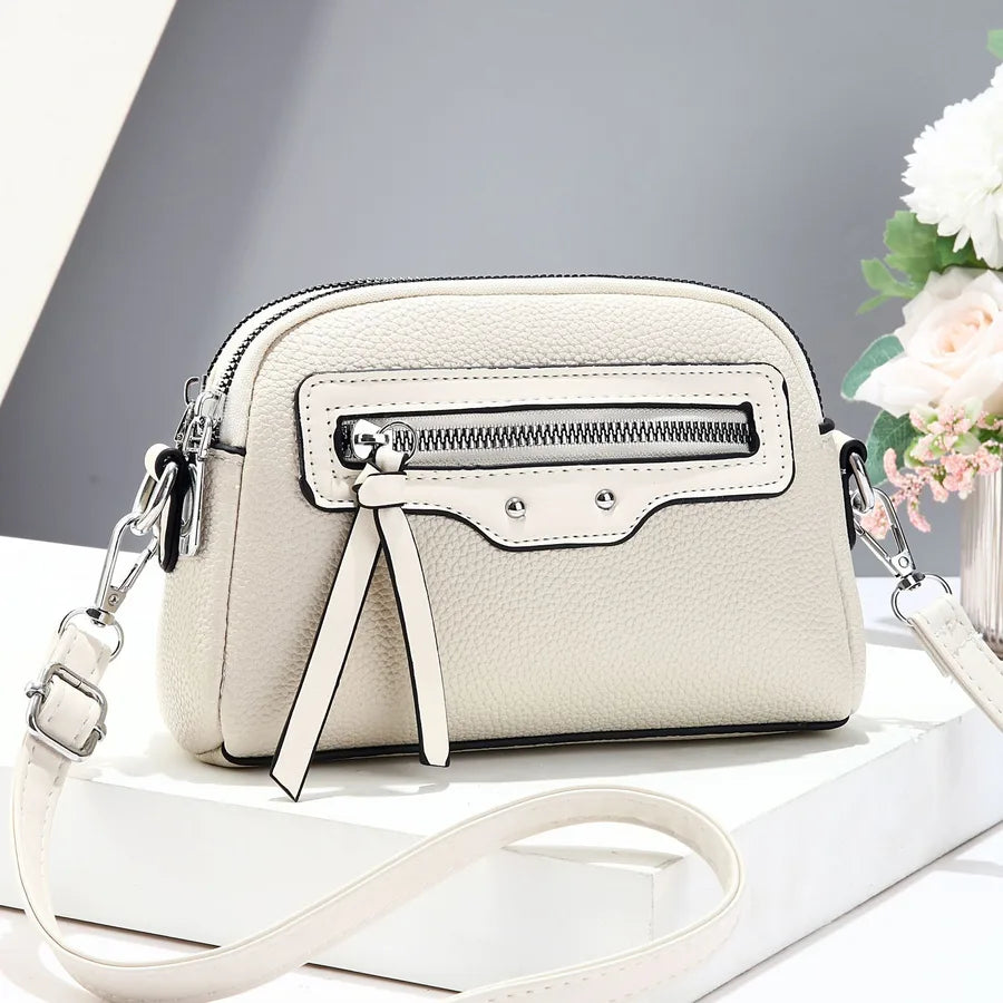 Minimalist Women's Crossbody Shoulder Bag White Horizontal Style 15*5*18CM