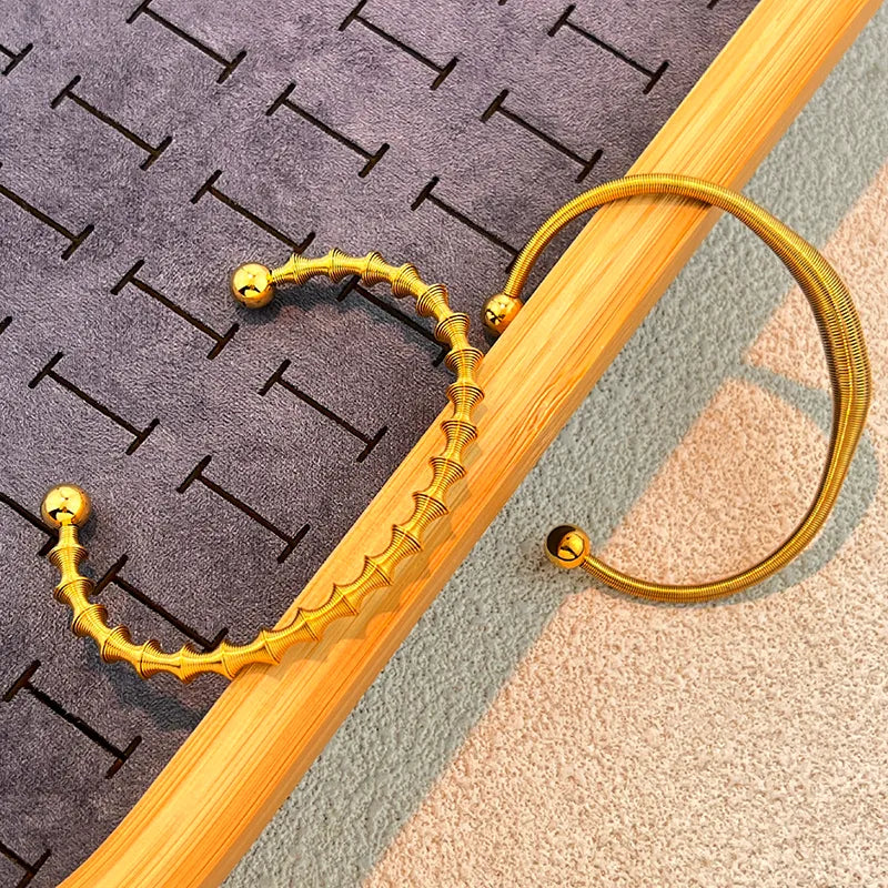 Gold Stainless Steel Cuff Bracelet for Women & Men