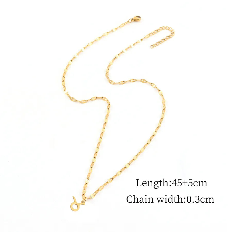18K Gold Zodiac Pendant Necklace for Women Gold Taurus