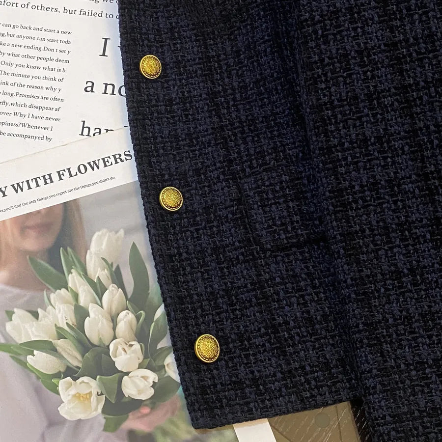 Dark Blue Casual Blazer for Women