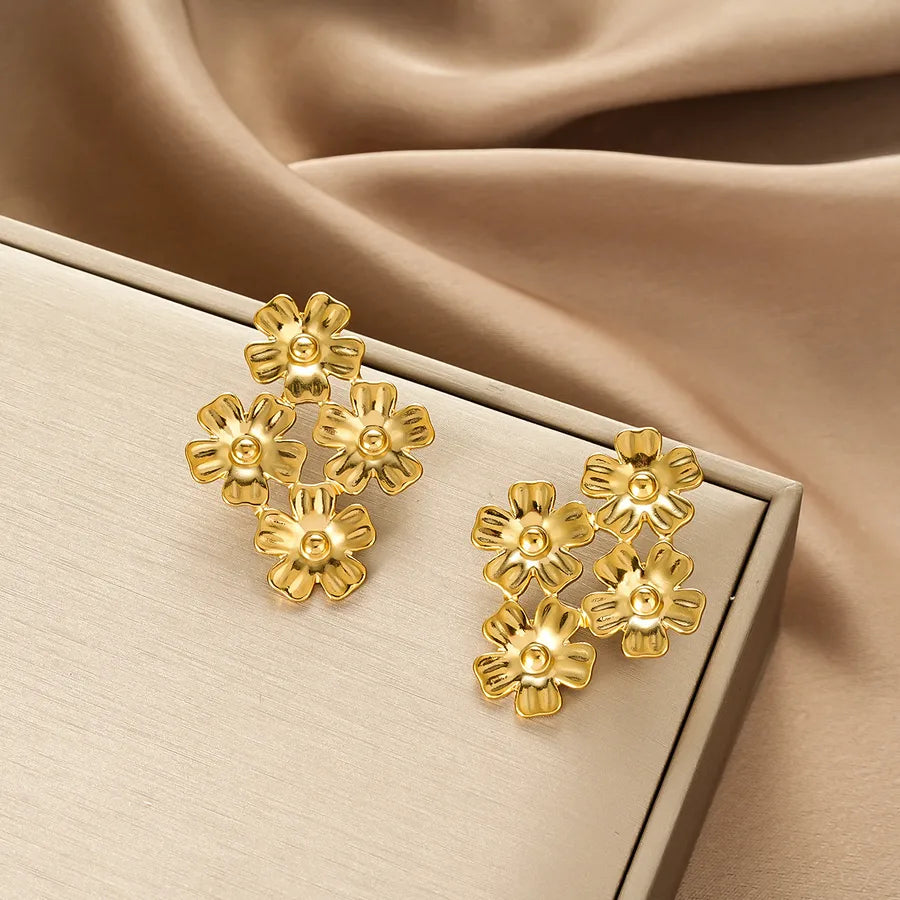 Irregular 18K Gold Plated Stainless Steel Earrings E1388-A (Gold Stud Earrings Pairs)