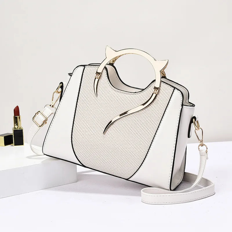 Trendy Shell Splice PU Crossbody Handbag White 25*11*19cm