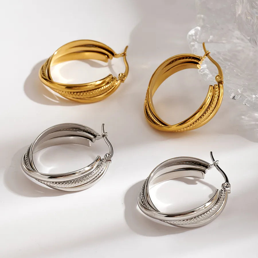 Minimalist Gold Plated Stainless Steel Hoop Earrings