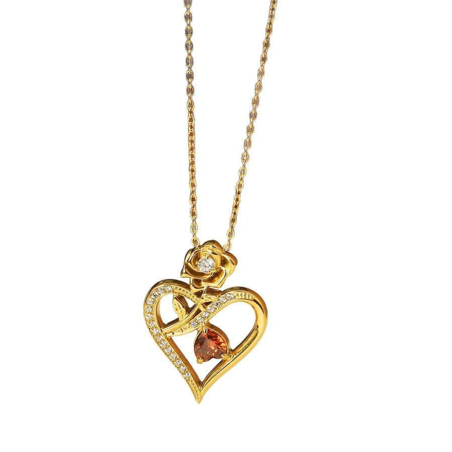 Gold Heart Pendant Necklace for Women