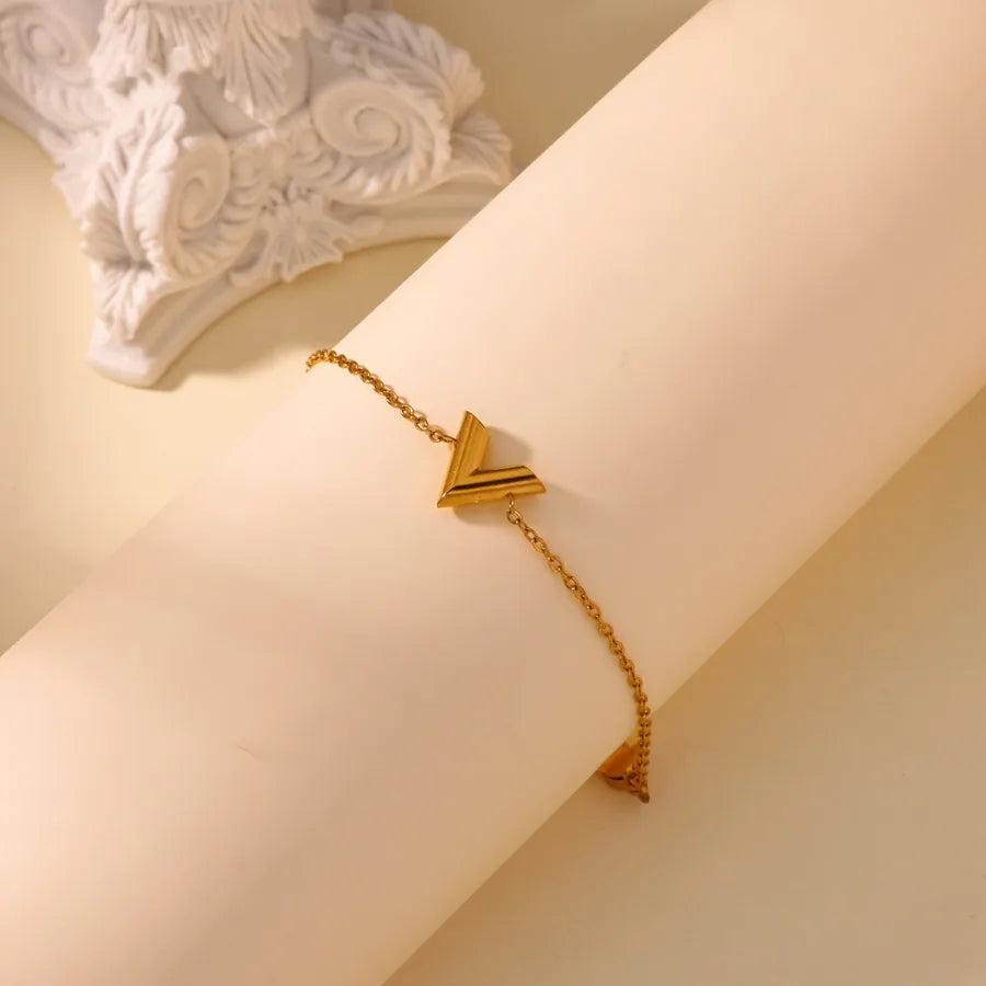 Gold Plated V-Shape Stainless Steel Bracelet
