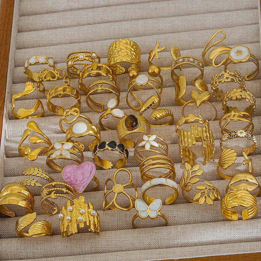 Adjustable 18K Gold Stainless Steel Ring