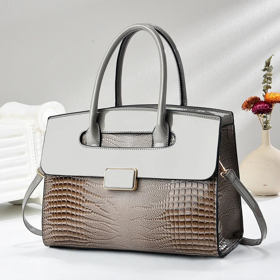Crocodile Pattern PU Shoulder Tote Bag