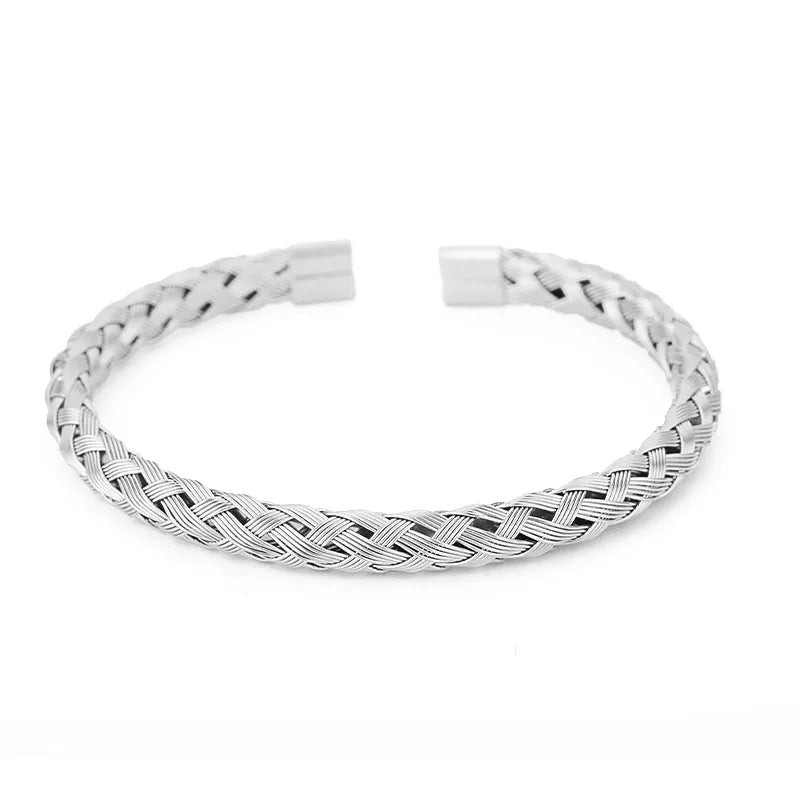 18K Gold Plated Stainless Steel Woven Bangle 1