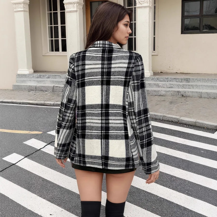 Women's Red Plaid Christmas Blazer