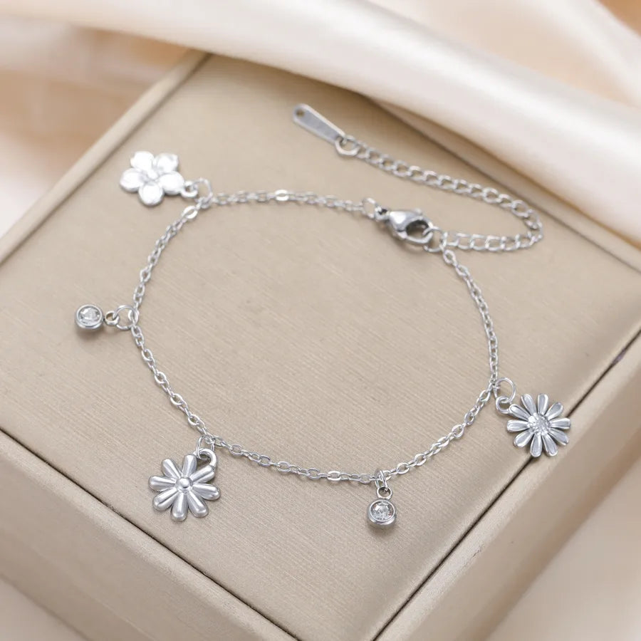 Sakura Zirconia Gold Stainless Steel Bracelet