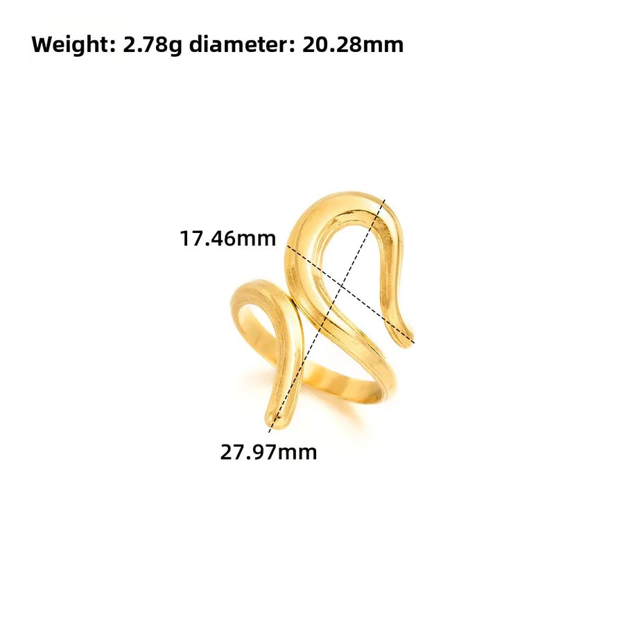 Gold Open Heart Stainless Steel Ring Adjustable Opening J305 Gold