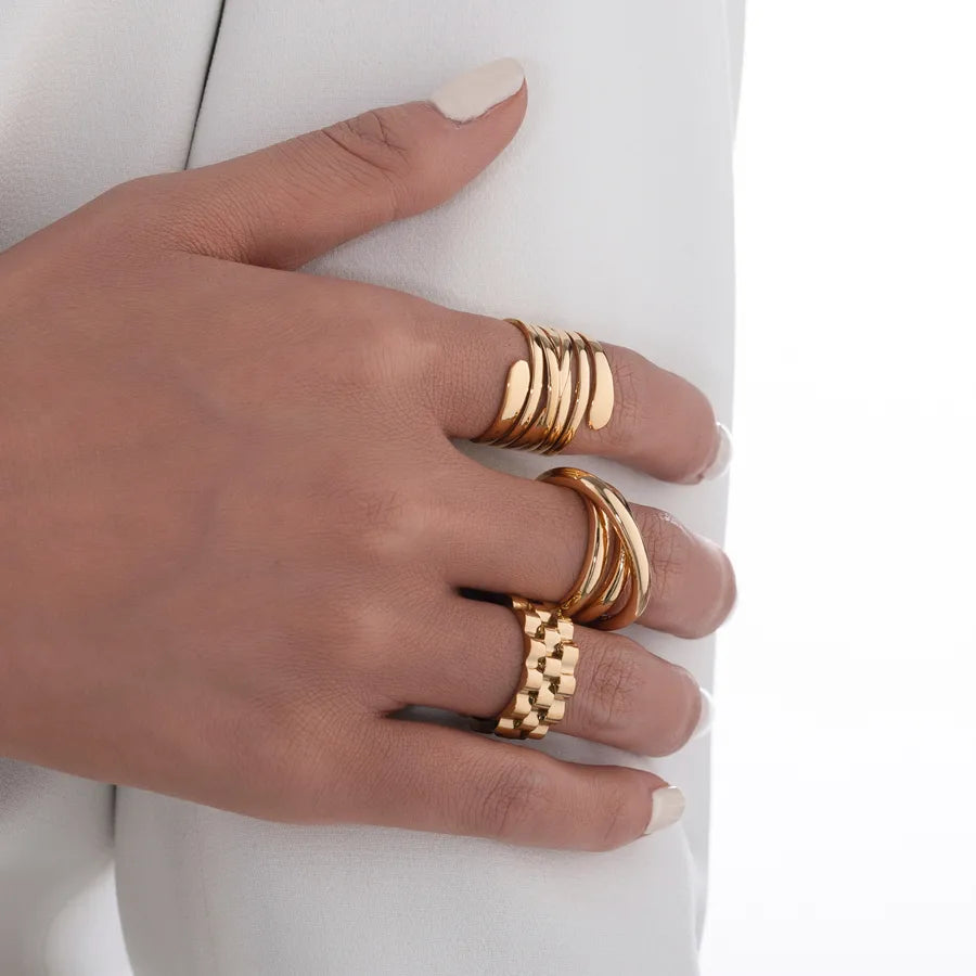 Retro Gold-Plated Titanium Steel Statement Ring