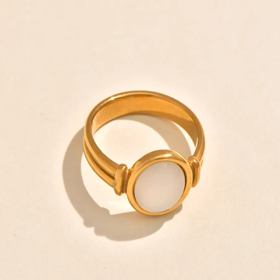 18K Gold Plated Shell & Zircon Open Ring