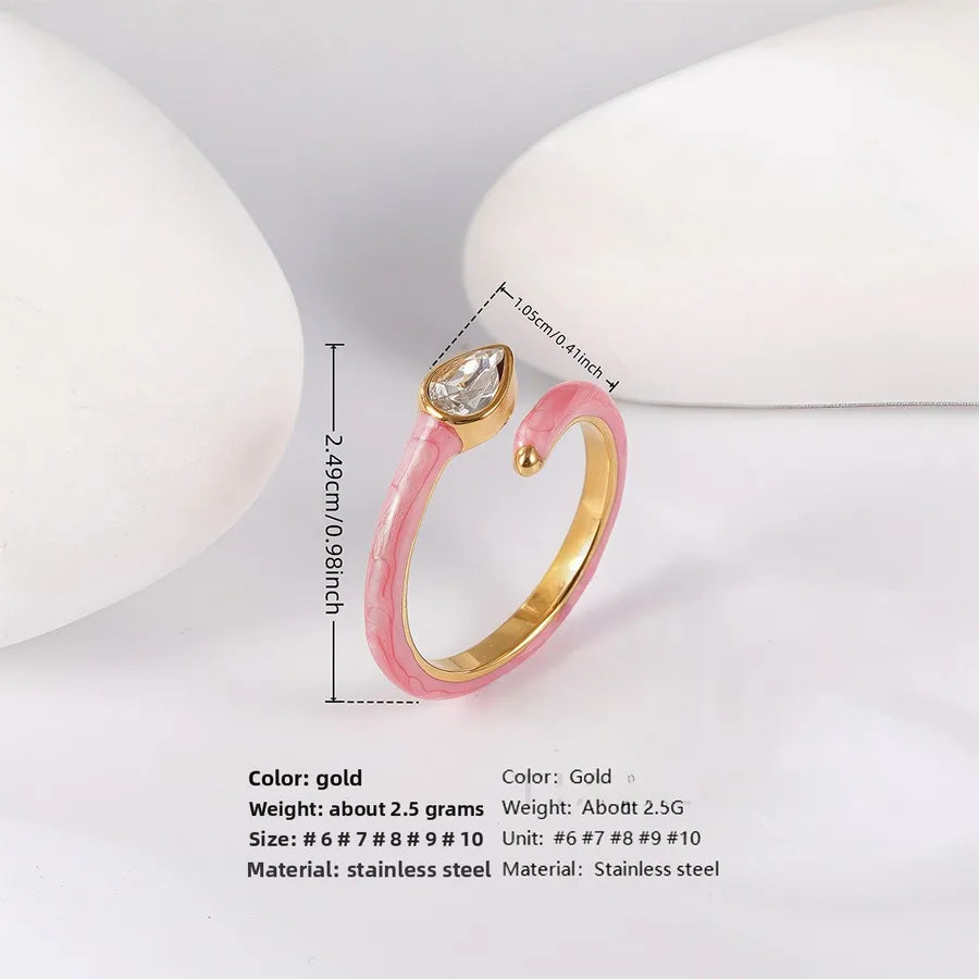 Minimalist Floral Open Ring for Women 01 Red Diamond Ring 515