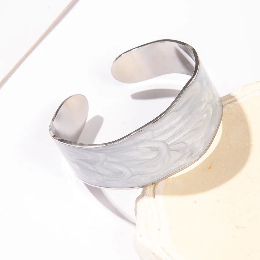 Unisex Titanium Steel Wide Cuff Bracelet WSZ067-2 Adjustable Opening