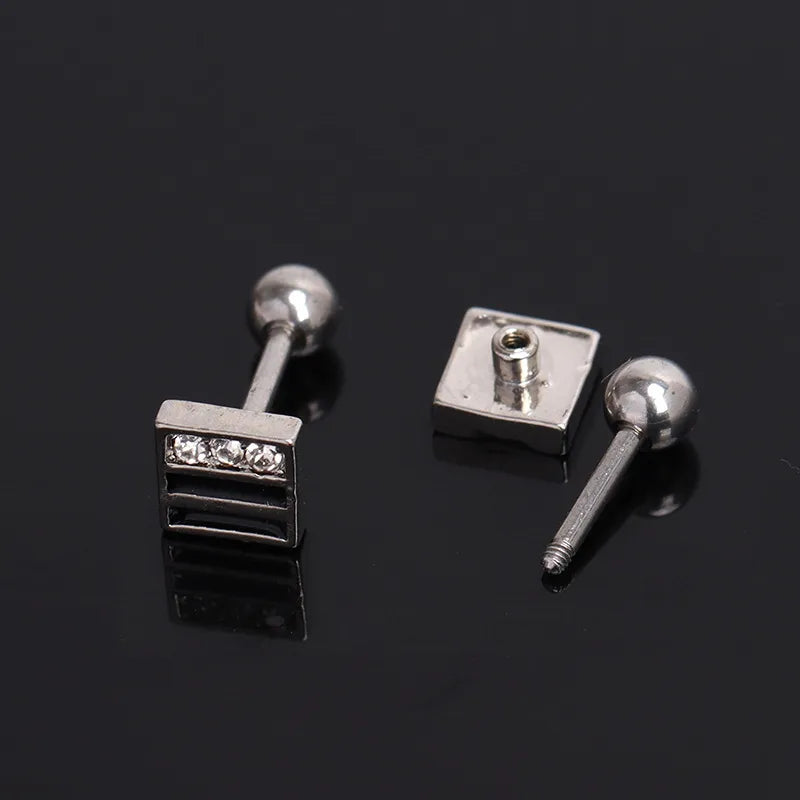 Vintage Square Zirconia Stud Earrings
