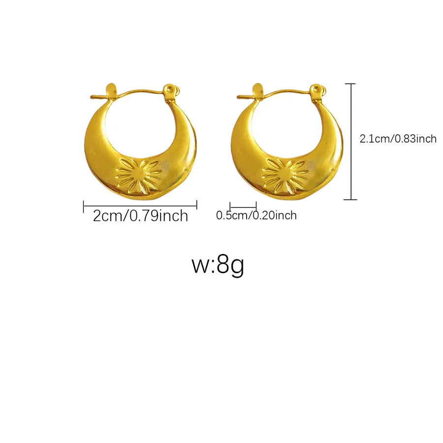 Elegant Gold Titanium Steel Hoop Earrings