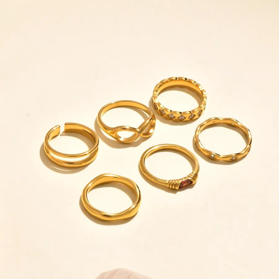 Gold Infinity Zircon Ring for Women