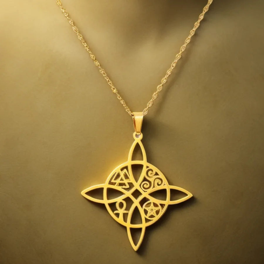 Gold Plated Stainless Steel Layered Pendant Necklace