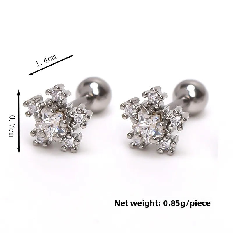 Snowflake Stainless Steel Stud Earrings