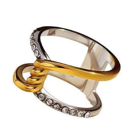 Gold Fishbone Stainless Steel Open Ring