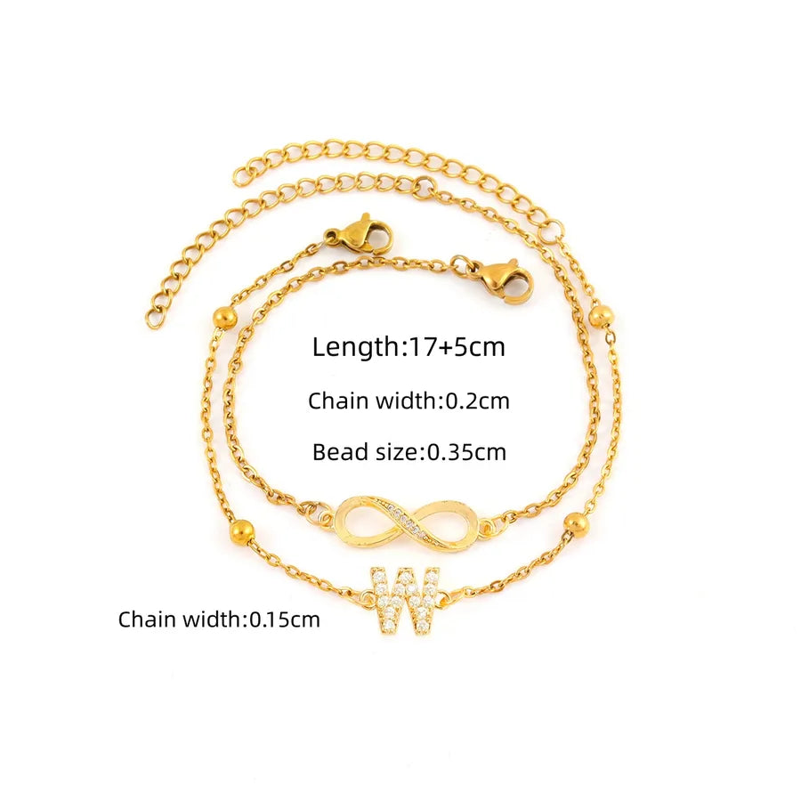 Gold Initial & Infinity Bracelet Set for Women Gold W