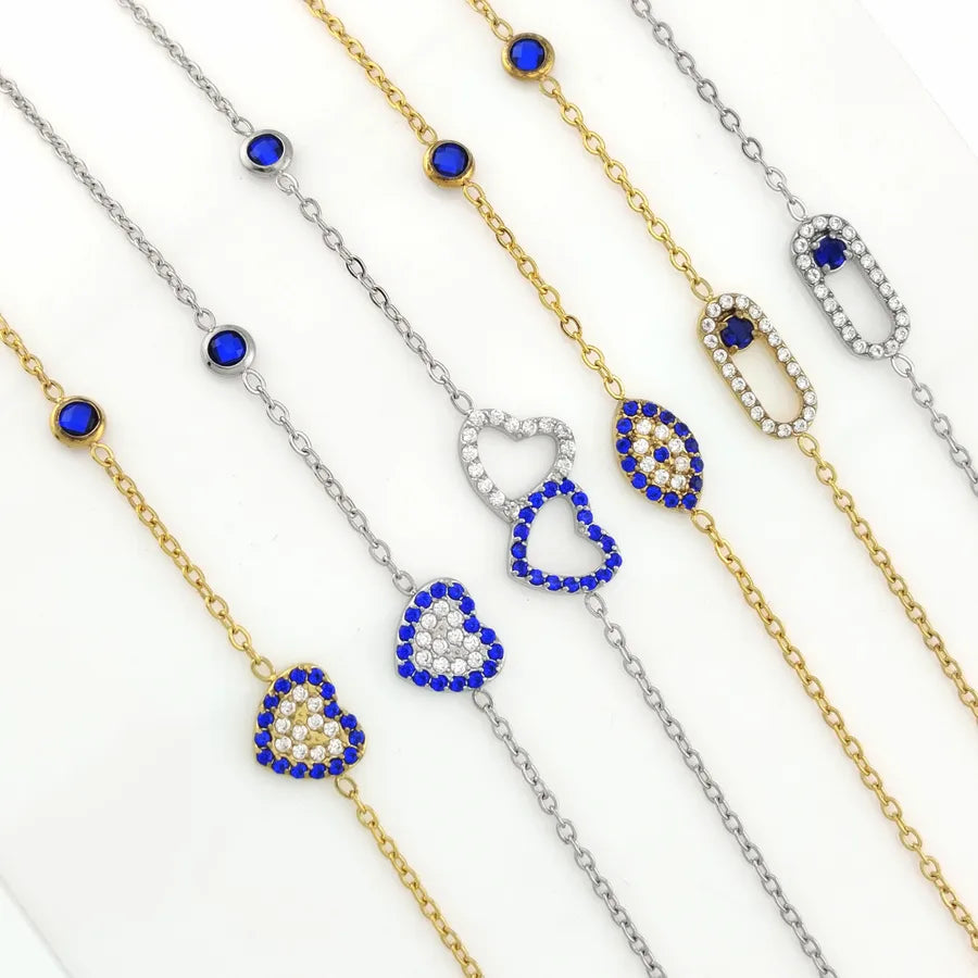 Heart-Shaped Zircon Titanium Steel Bracelet