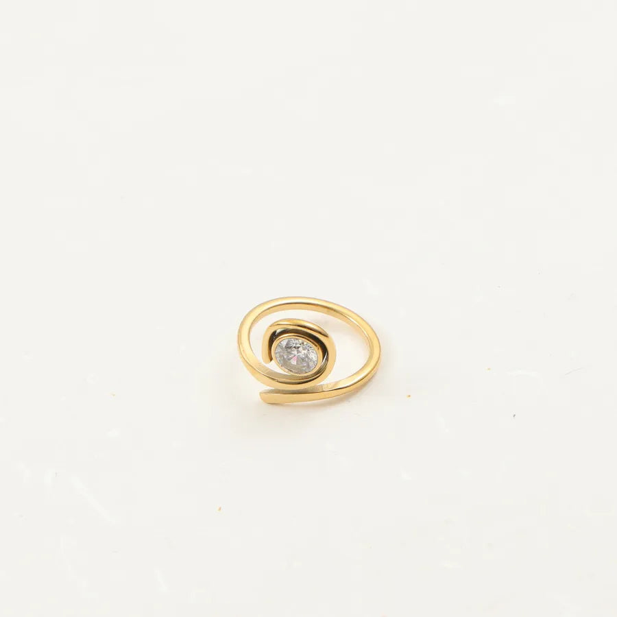 18K Gold Plated Open Ring with Zirconia