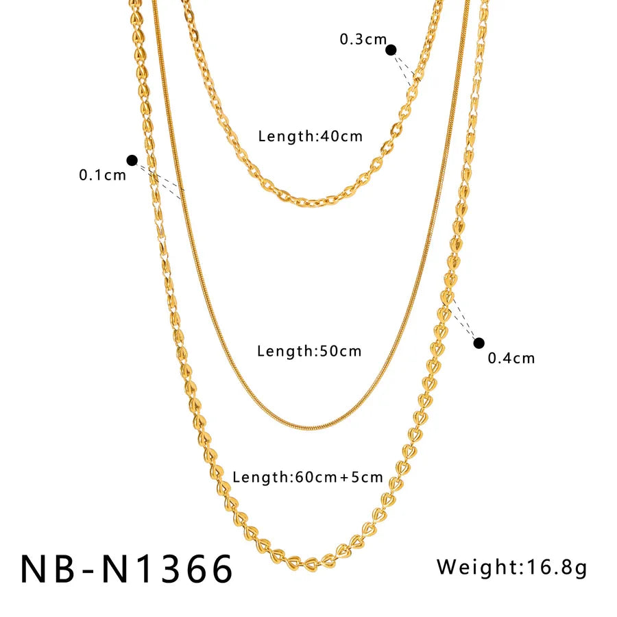 18K Gold Layered Heart & Star Necklace NB-N1366