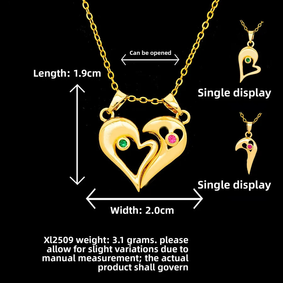 Butterfly & Whale Couple Pendant Necklace XL2509 Magnetic Double Heart Necklace Gold