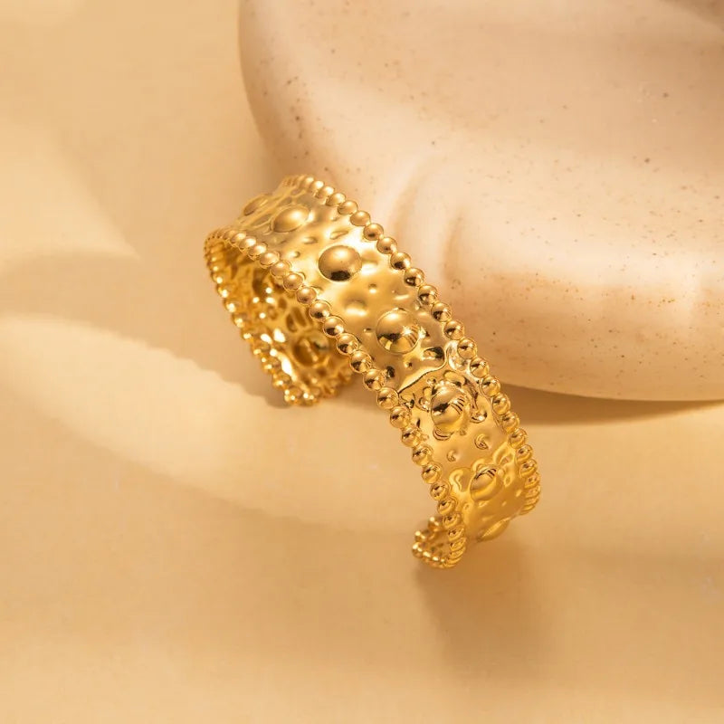 Men's Gold Stainless Steel Vintage Open Bangle