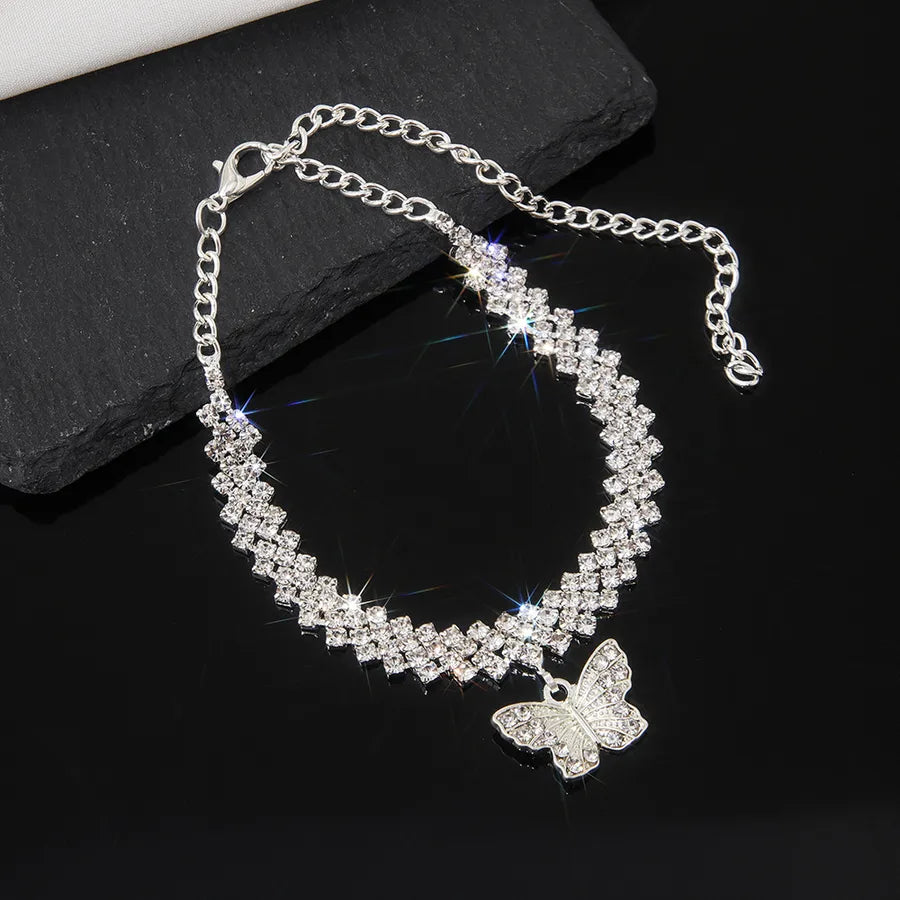 Butterfly Rhinestone Anklet for Women
